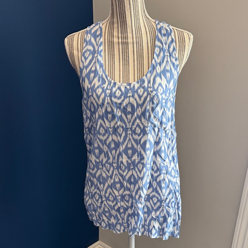 Kenar Blue and White Patterned Tank Top